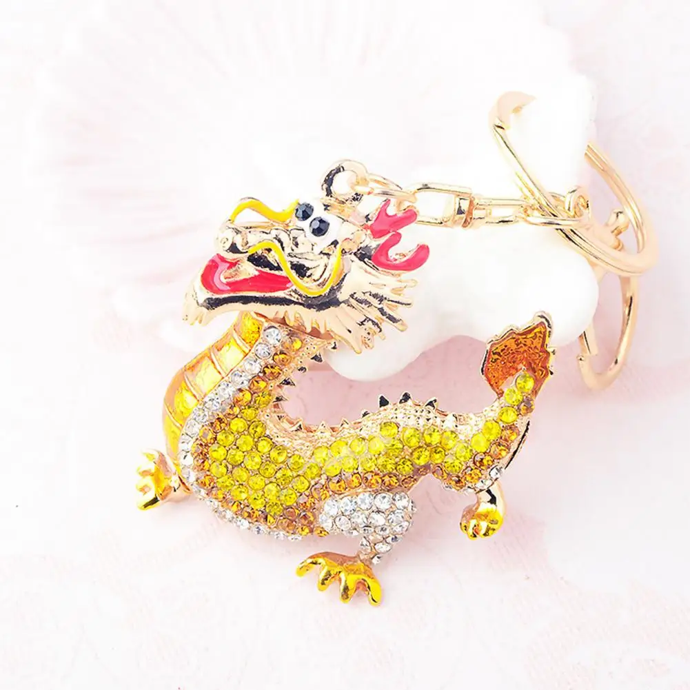 Rust-resistant Keychain Luxury Rhinestone Dragon Keychain Pendant Diy Backpack Handbag Decoration Chinese Zodiac Ornament New