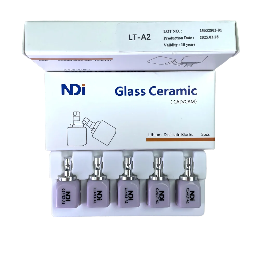 

5PCS NDI C14 Lithium Disilicate Blocks Dental CAD/CAM Glass Ceramic Blocks Cubes Translucency Materials 5Pcs/Box