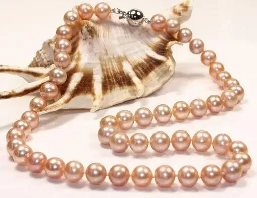 

CHARMING 10-11MM SOUTH SEA PINK PEARL NECKLACE 18 INCH 925 SILVER CLASP