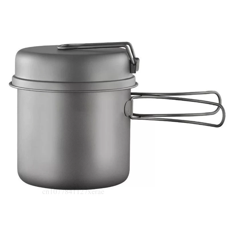 350ml/1100ml Pure Titanium High Temperature Resistant Pot Large Capacity Outdoor Pot Set Camping Ultra Lightweight Portable Pot