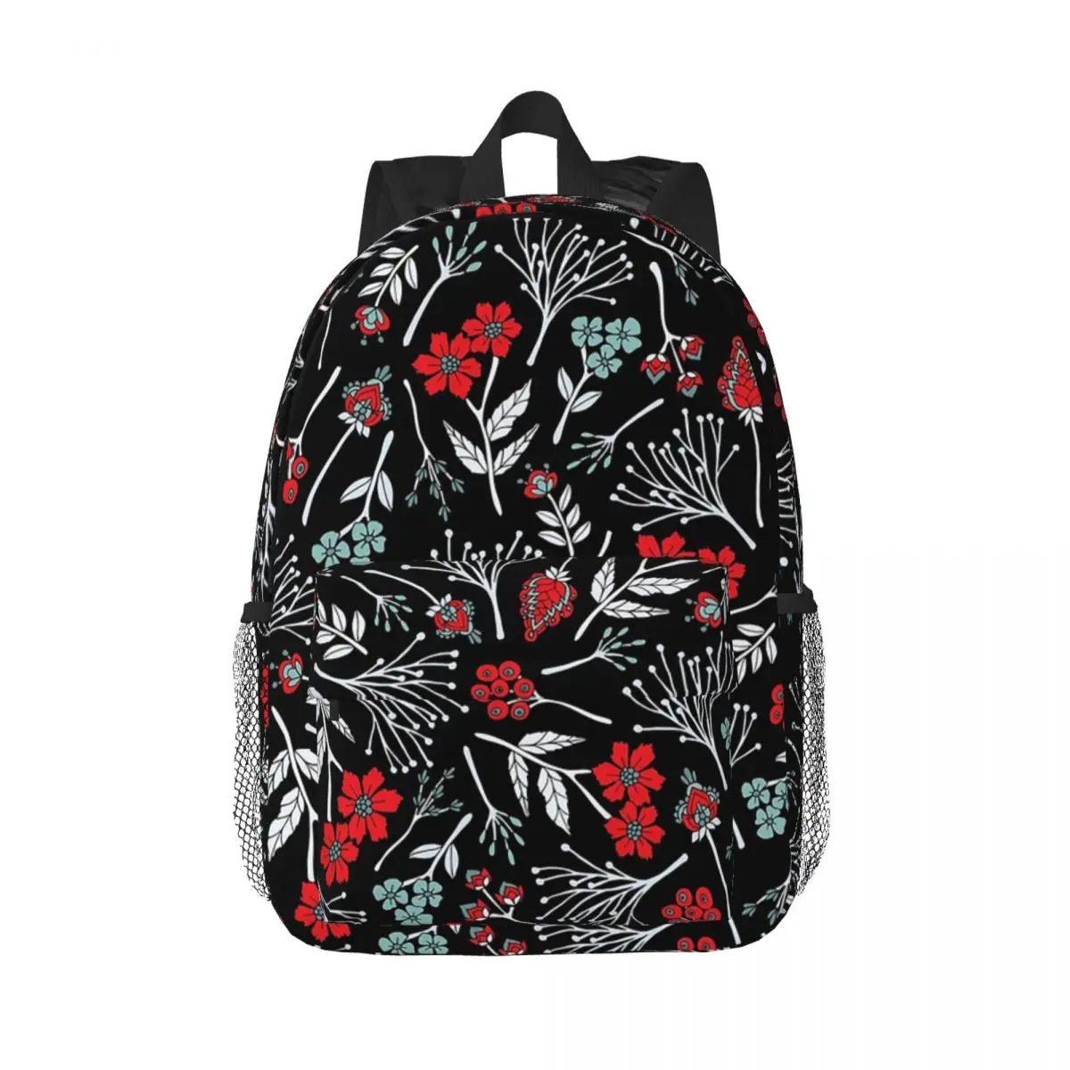 Bright Red, White, Light Blue & Black Floral Backpacks Boys Girls Bookbag Cartoon Children Bags Laptop Rucksack Shoulder Bag