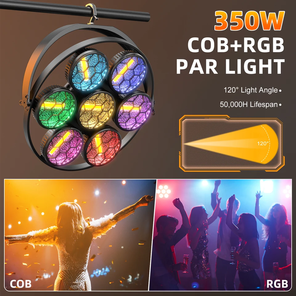 DayFlicker 350W 7-LED COB Linear Vintage Light Stage Light 1-20Hz