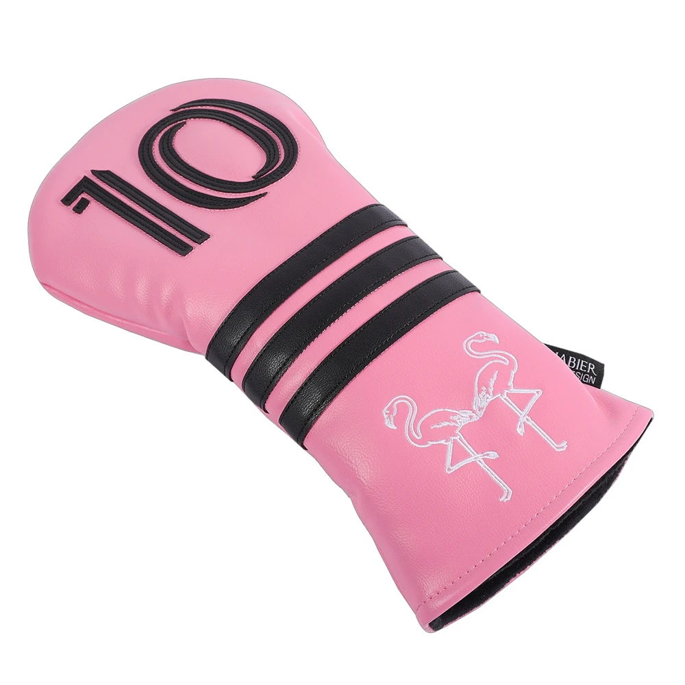 Juste de conducteur en cuir PU souple brodé flamant rose, housse de sauna pour club de golf, 460CC, applique rose #10