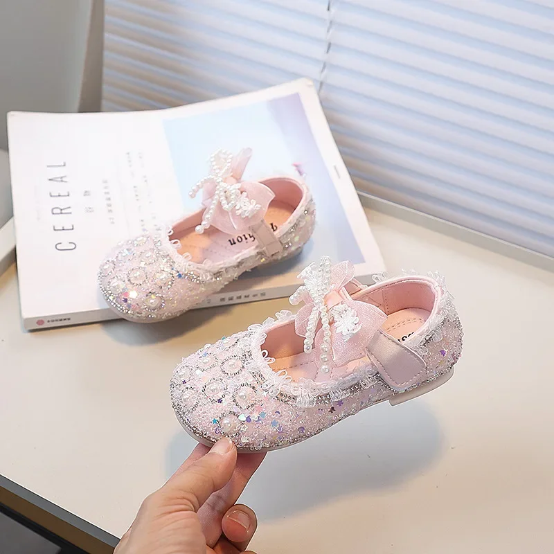 

Модная детская кожаная обувь, новые роскошные туфли принцессы с милым бантом для девочек, элегантные детские повседневные модельные туфли на плоской подошве для свадебной вечеринки