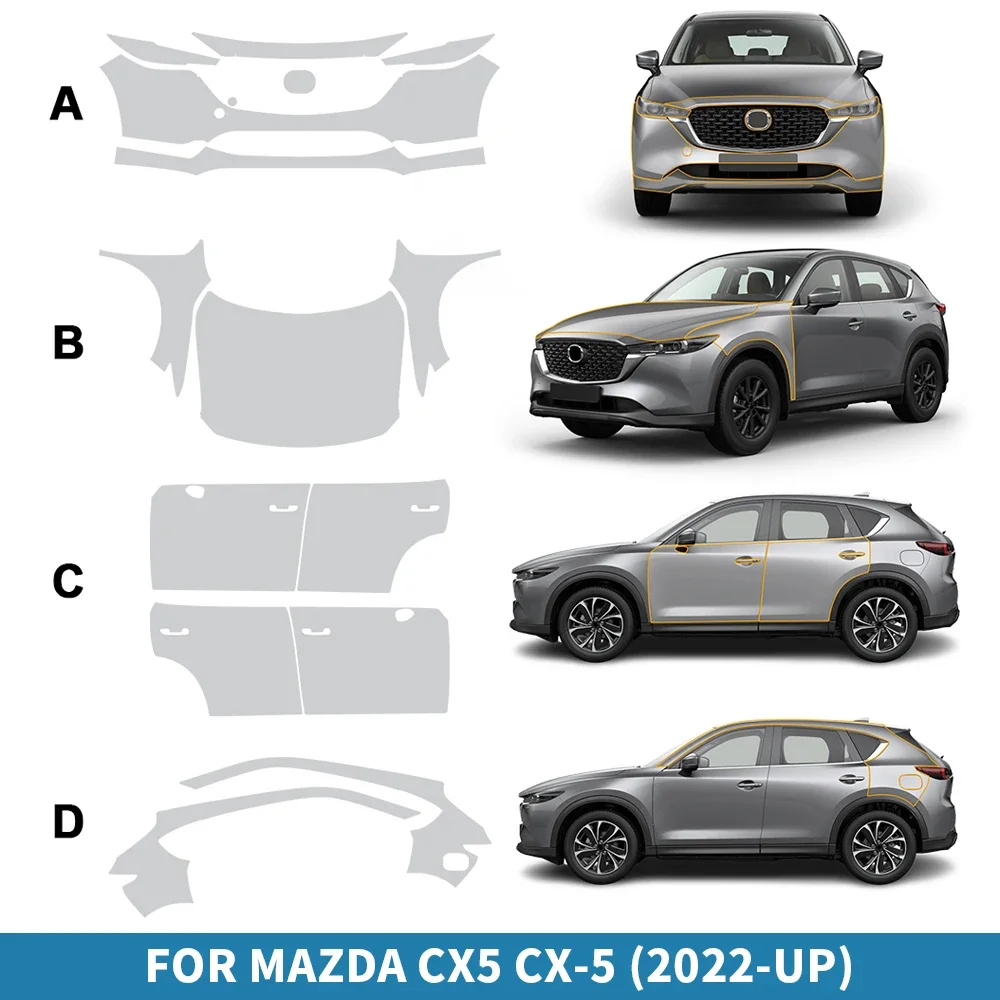 

For Mazda CX5 CX-5 2022 2023 2024 2025 TPU Paint Protection Film Body Wrap Anti Scratch PPF Guard Sticker Accessory
