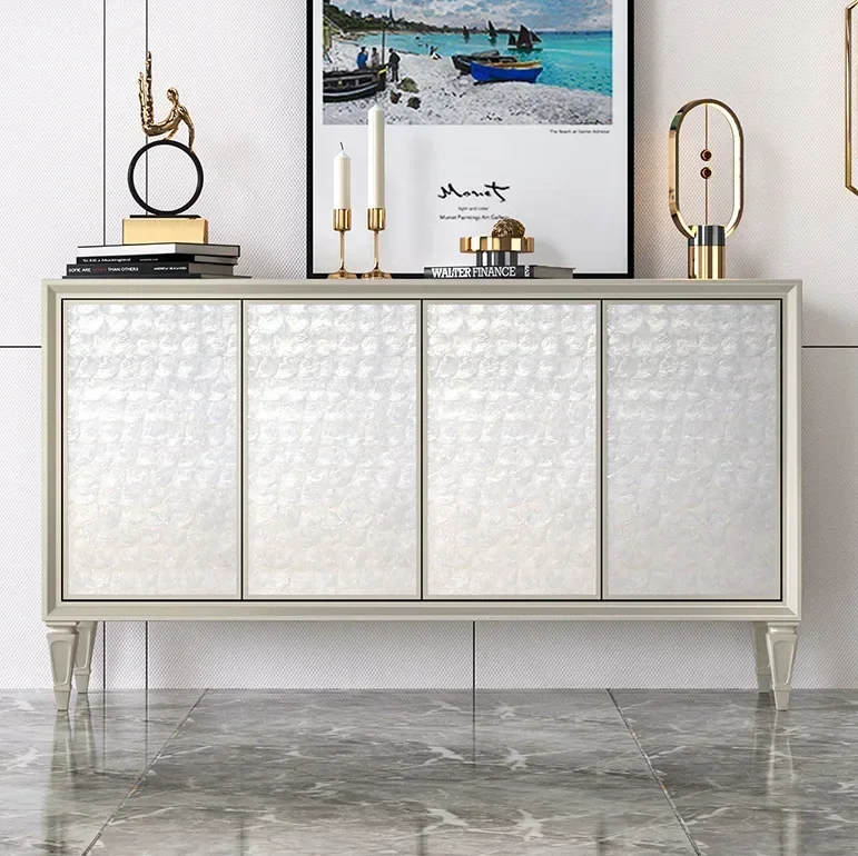 

-Легкий роскошный обеденный шкаф, современное минималистское фойе, фойе, фойе, массив дерева, шкаф для хранения большой емкости, украшение в виде ракушки