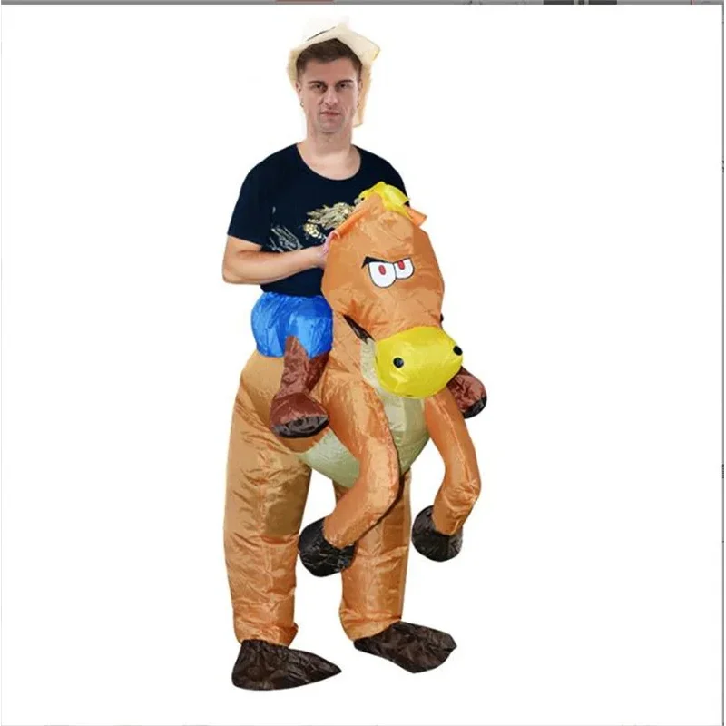 ركوب الخيل نفخ زي عرض الهالوين زي مضحك الحيوان ركوب المشي الجاز الحصان نفخ زي #6