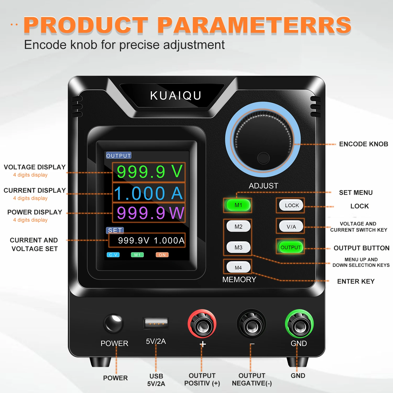 KUAIQU 1000W 1000V 1A DC Regulated Variable Power Source Adjustable 600V 800V Switching Power Supply SPPS-D10001 HSPY-1000-1