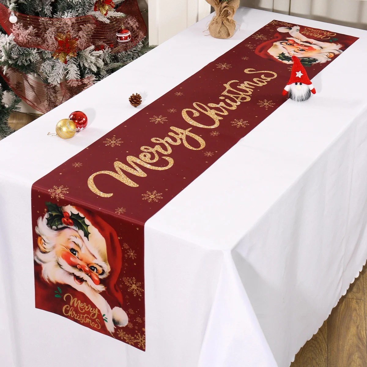 Merry Christmas Santa Claus Table Runner Christmas Decor for Home 2025 Winter Holiday Kitchen Dining Table Decor Navidad Gifts