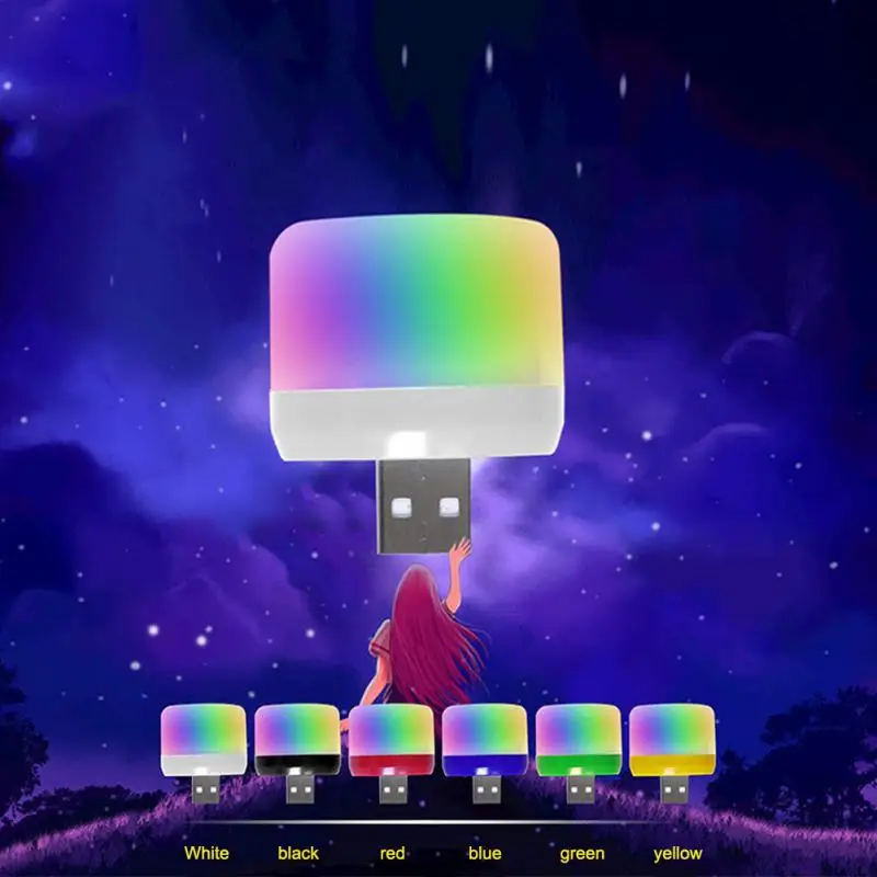 Mini Portable USB Night Light LED Light Universal USB Port Dormitory LED Night Lights Green For Computer Laptop Decoration Home