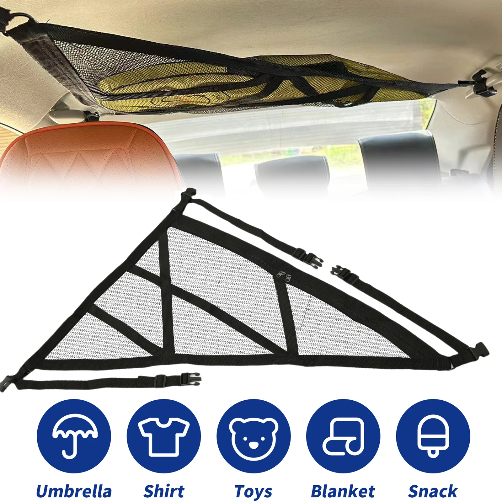 Filet De Rangement Toit Voiture Réglable - Grand Filet Bagage Intérieur Pour SUV, Jeep, Van, Camping & Longs Voyages