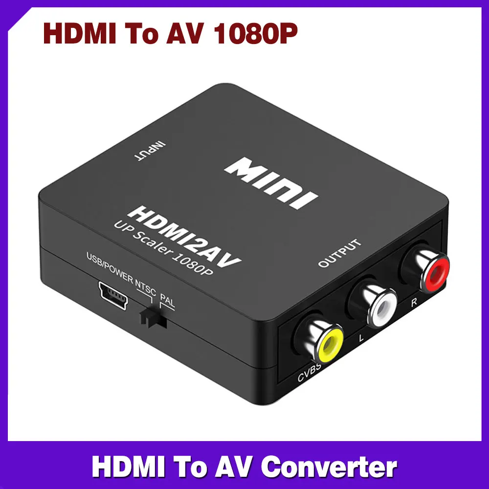 HDMI to AV TV converter VHS VCR DVD video signal plug adapter cable compatible with RCA AV/CVBs composite video AV converter Ada