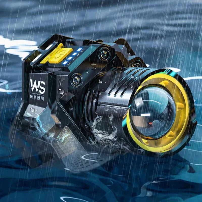 Lampada frontale con sensore Torcia frontale a LED Potente torcia frontale COB Batteria incorporata Lanterna da campeggio da pesca ricaricabile tramite USB