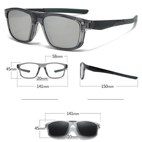 Imagen 2 del producto VCKA montura deportiva 6 en 1 gafas de sol para miopía Clip magnético polarizado 2025 nuevas gafas graduadas ópticas para hombres y mujeres-0,50 a-10