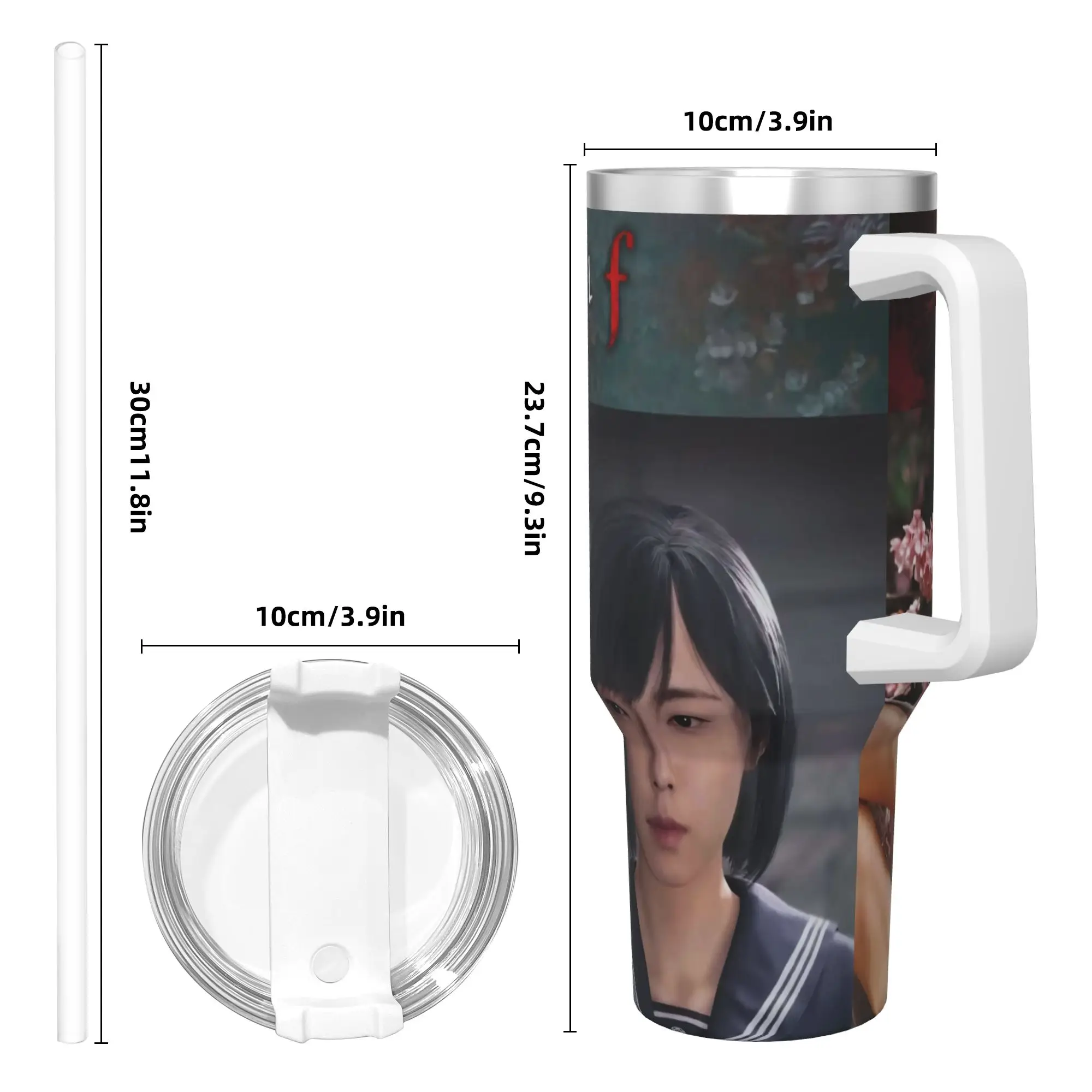 بهلوان من الفولاذ المقاوم للصدأ Shimizu Hinako Silent Hill F أكواب كوب مع القش المسافر المشروبات الساخنة زجاجة ماء إبقاء كوب الحرارة