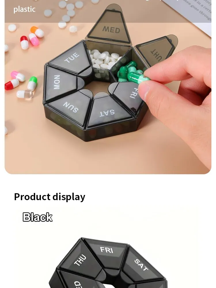 2/4Pcs 7 Days Pill Storage Box Mini Travel Portable Medicines Dispenser Box Multifunction Plastic Seven Compartment Sealer Box