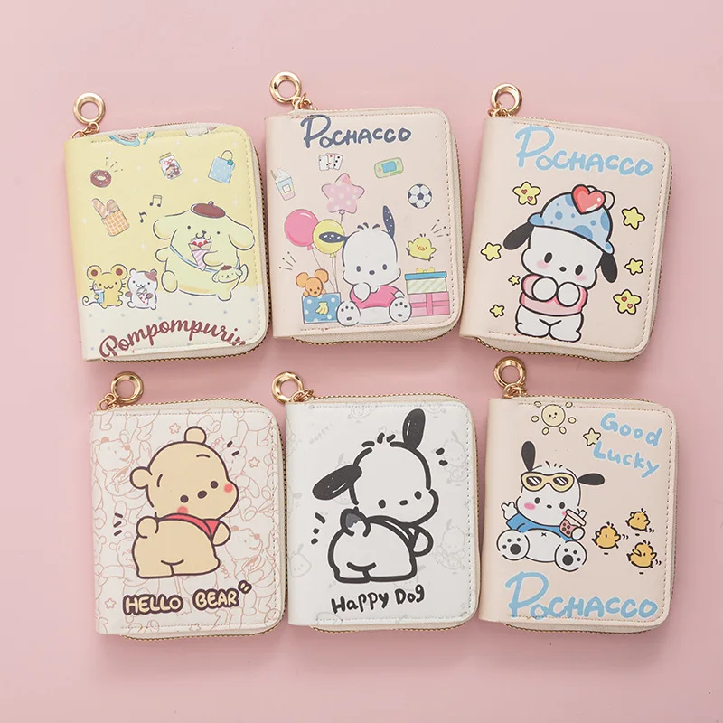 Sanrio Pochacco Cute Korean Version of Puppy Coin Purse Small Cartoon Cartoon Female Student Short Zipper Wallet Card Package