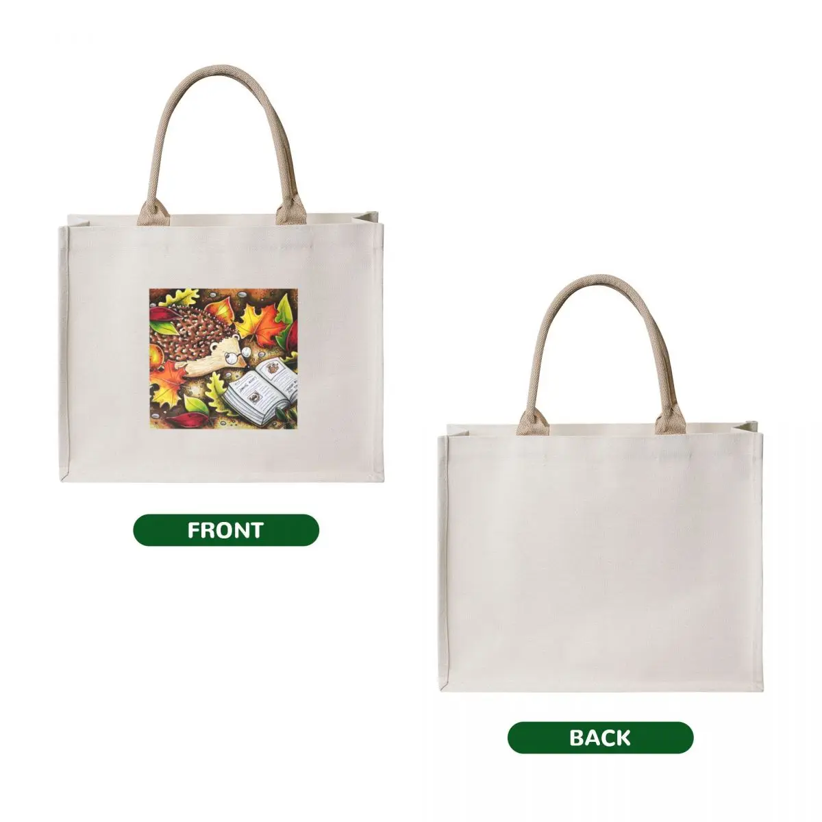 Hedgehog Reading Tote Bag shopping cart bags tote bag university tote bag Reusable bags