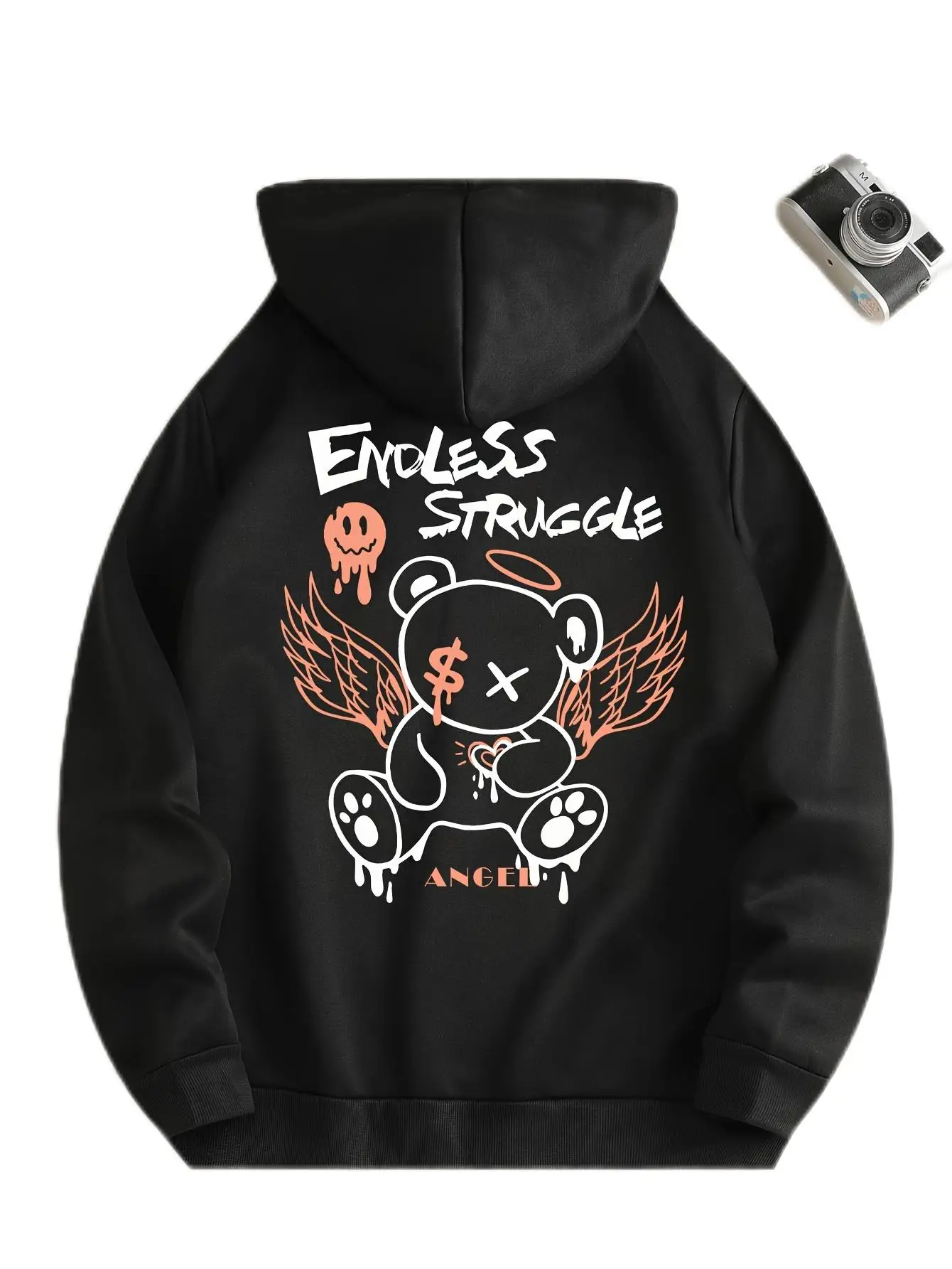 Endless Struggle Angel Bear Printed Hoodies Street Women Sweatshirts Crewneck Loose Pullover Fleece Warm Female Tops Clothes