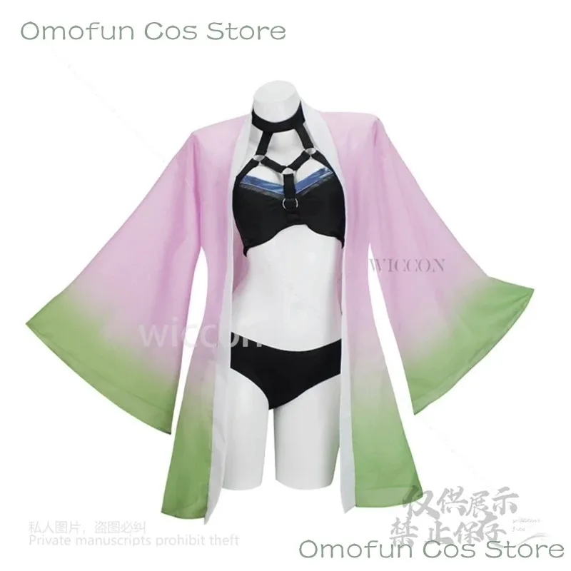 Аниме в наличии Косплей Аниме Канродзи Мицури Костюм Купальник Летнее Бикини Сексуальный Косплей Костюм Розовый Зеленый Парик Градиент Па