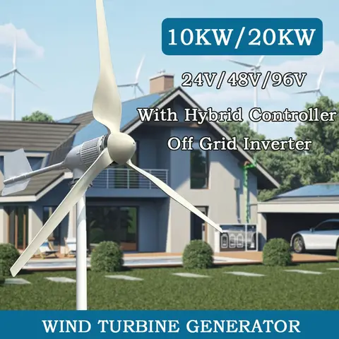 가정용 수평 풍력 터빈 발전기, 자유 에너지 풍차, 강력한 전력, 오프 그리드 인버터 출력, 20KW, 96V, 48V, 24V, 220V