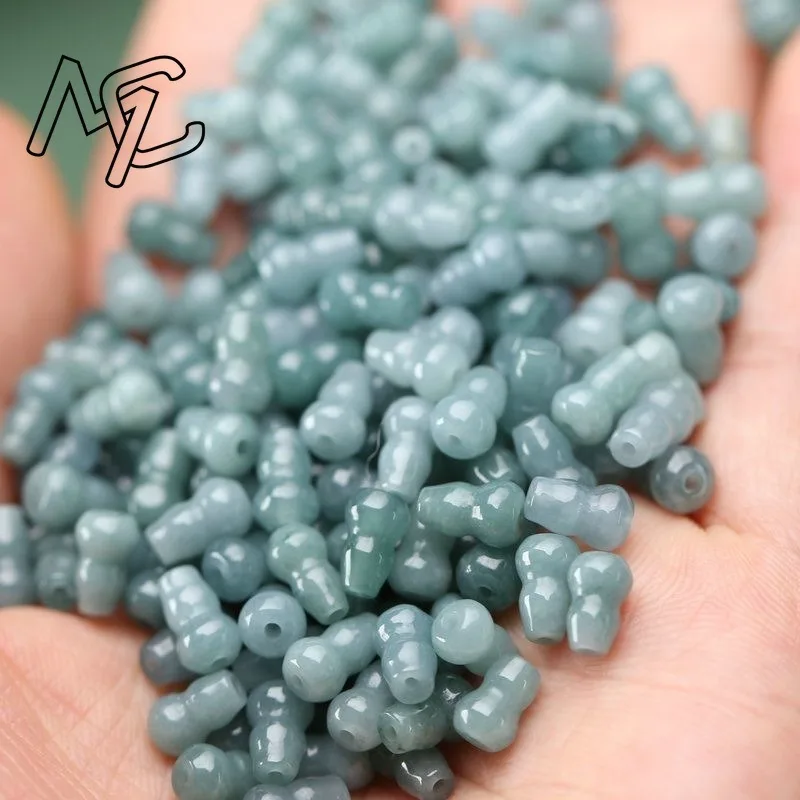 10PC Natural Jade Emerald Blue Water Leaf Gourd Beads Gourd Beads Accessories DIY Bangle Earring Charm Jewellery Luck Man Amulet - Image 2