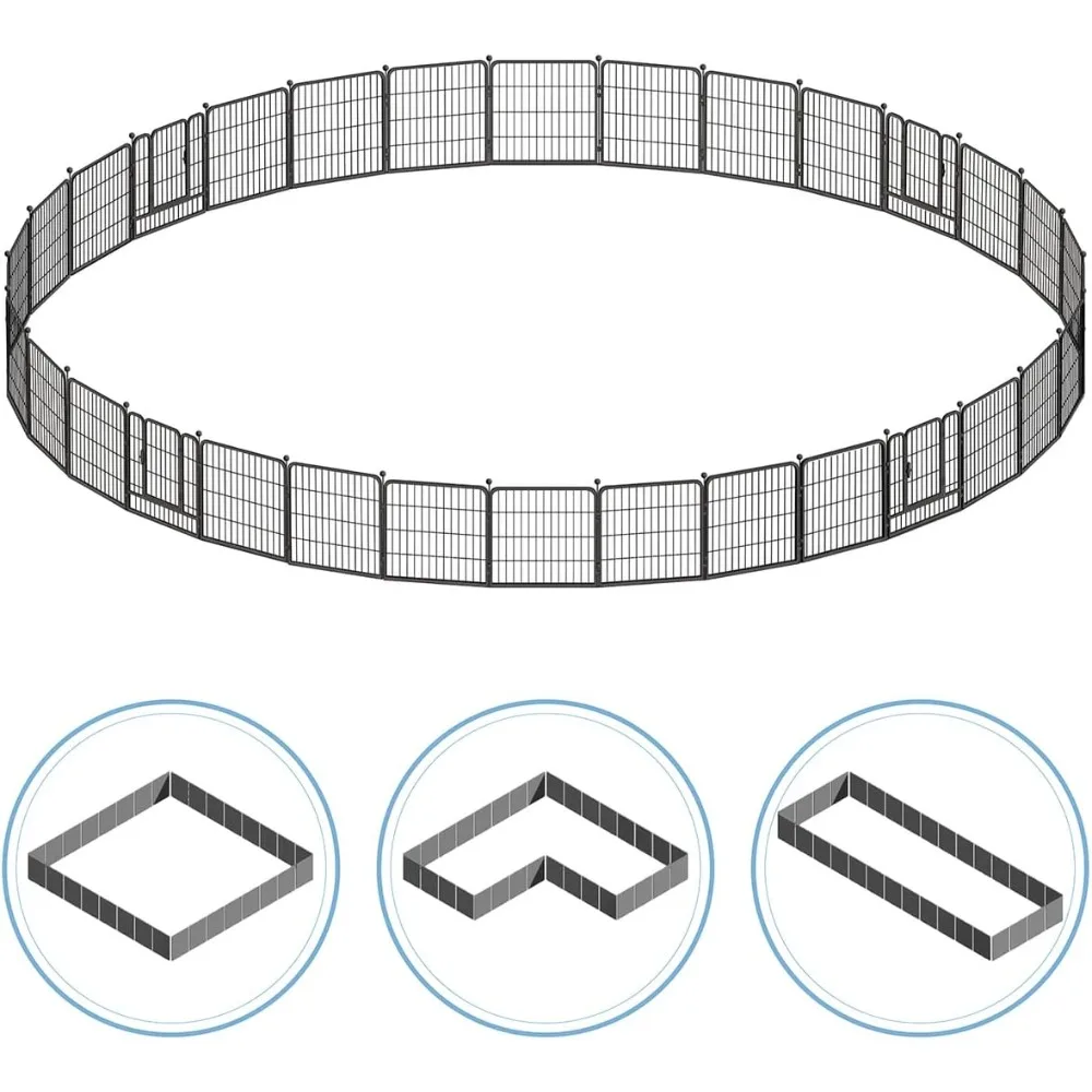 

Foldable Outdoor/Indoor Pet Playpen with Gate, Available in 24"/32"/40" Height Metal Portable Kennel, Heavy-Duty Exercise Fence