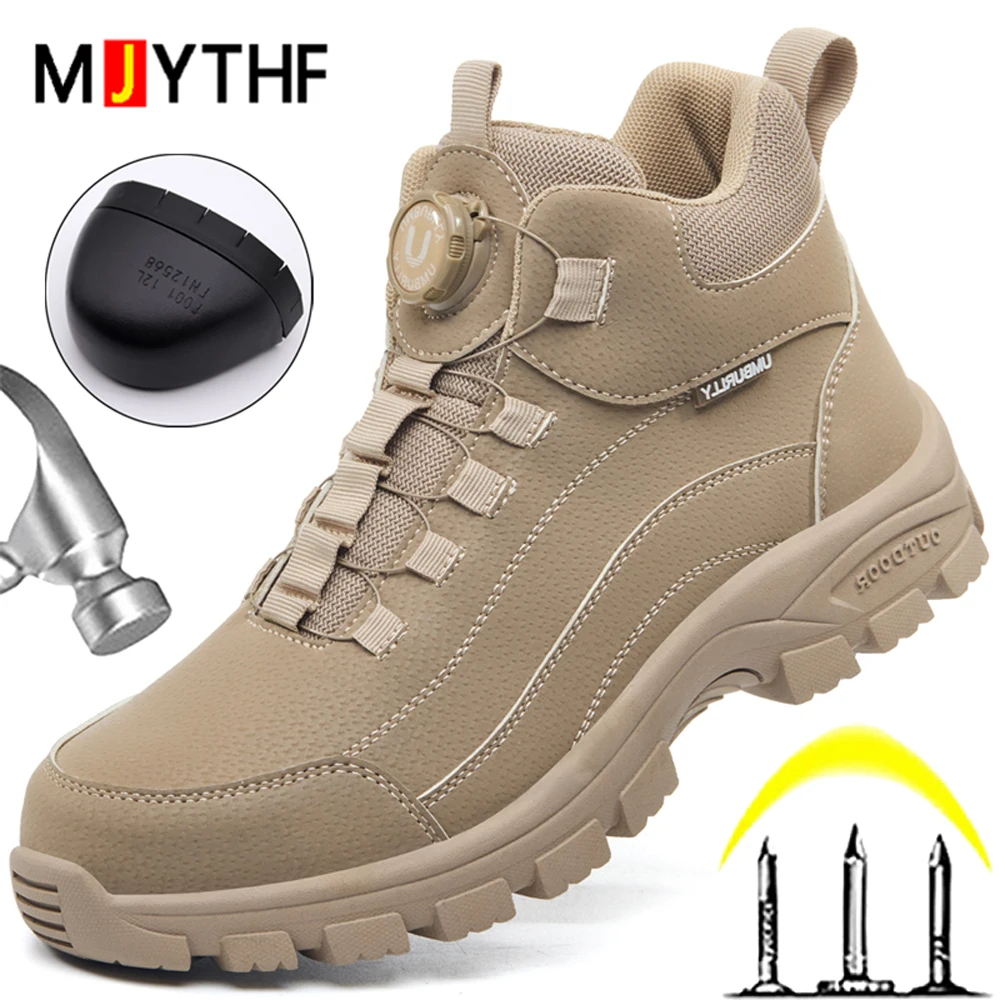 

Мужские рабочие ботинки с поворотной кнопкой, качественная защитная обувь, мужские ботинки, неразрушимая обувь, устойчивые к проколам рабочие кроссовки, износостойкие