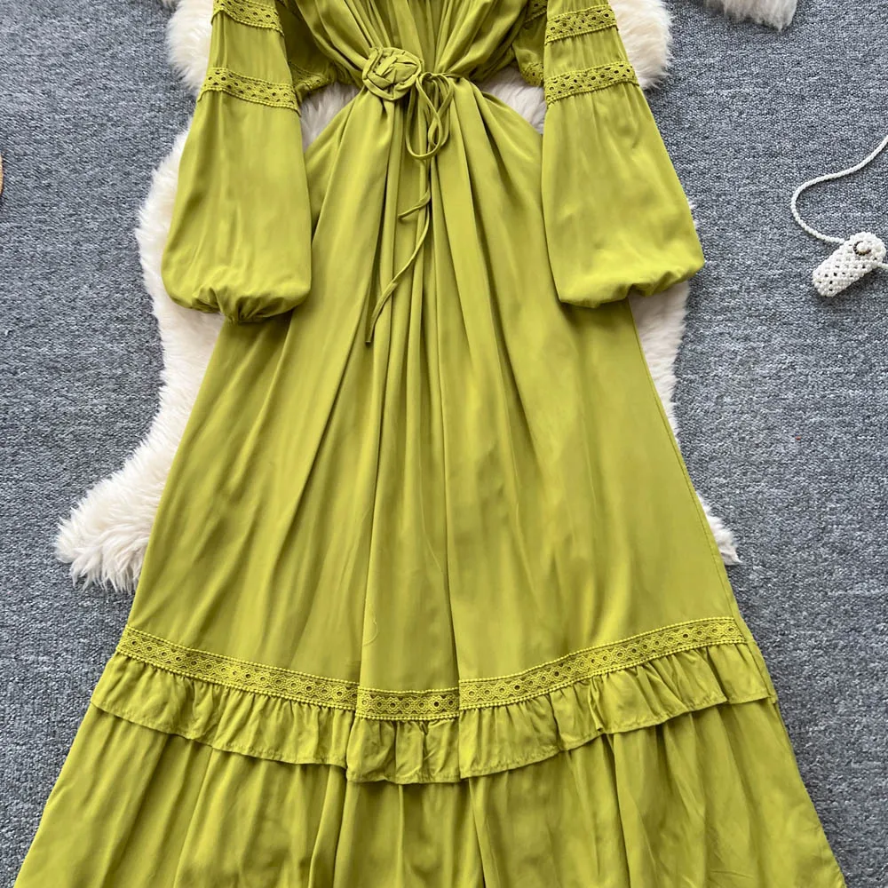 Chic vintage Sexy Spliced Elegant Fairy Summer  Women Boho Sundress women clothing Long dress