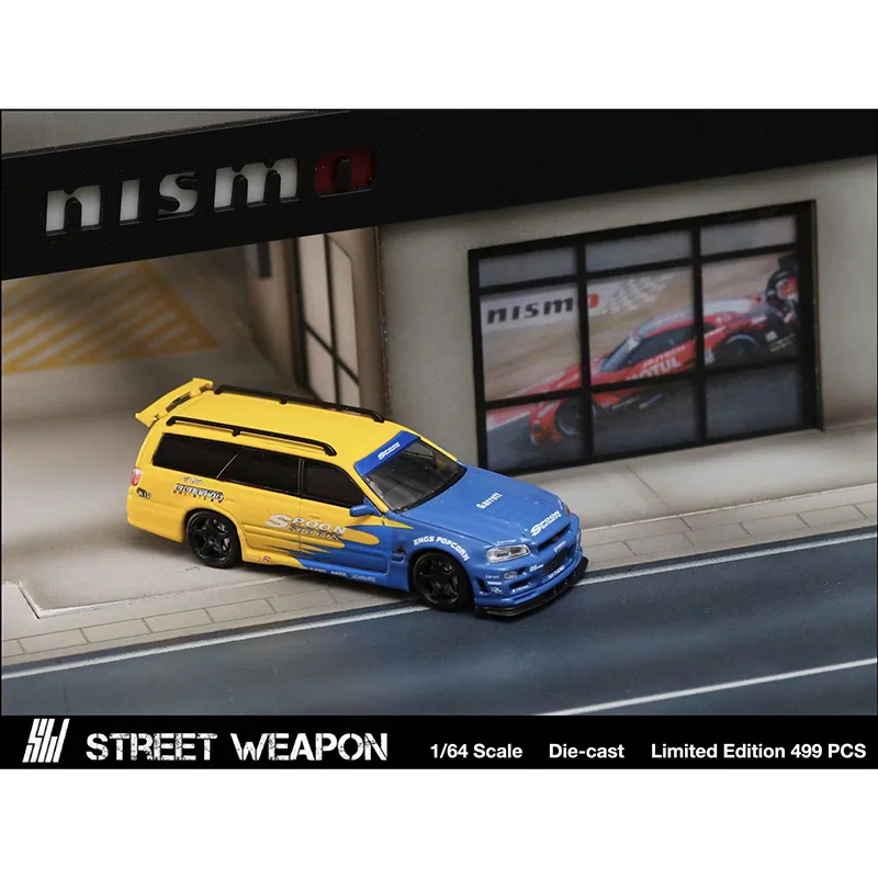 SW w magazynie 1:64 łyżka STAGEA R34 Wagon Diecast Diorama kolekcja modeli samochodów miniaturowe Carros zabawki broń uliczna