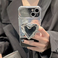 INS Cute 3D Metal Love Heart Phone Holder Grip Tok Griptok Finger Ring Stand Socket Support For iPhone Samsung Phone Accessories
