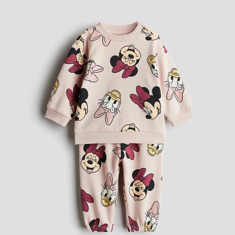 Disney Autumn Baby Clothes Set Kids T-shirt + Pant Children's Long Sleeve Cotton Sweat Shirt Tracksuits Loose Style Kids Clothes