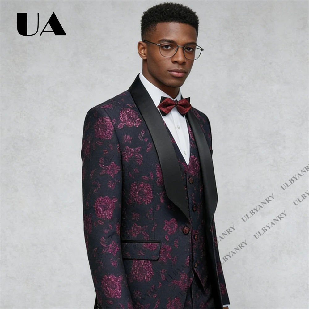 ULBYANRY 花柄ジャカードスーツセット (ジャケット  - Men'S Grooming Pictures のレビューと価格