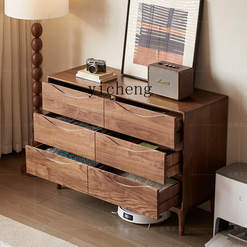 

ZK solid wood chest 1.2 meters Nordic bedroom six-bucket cabinet living room storage side cabinet full log