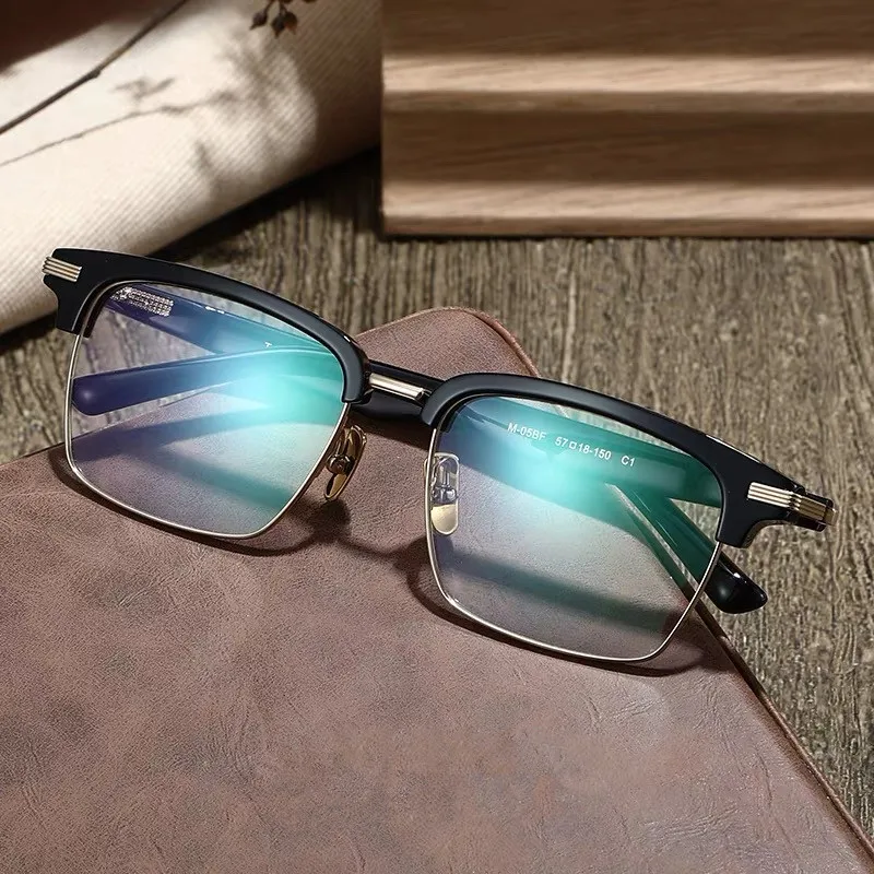 Brand Designer Titanium Acetate Glasses Frame Men's Big Size Retro Square Eyeglasses Fashion Handmade Spectacles Eyewear Frames