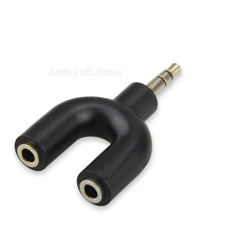 U Type Adapter Y Shape 3.5mm Stereo Audio Jack Headphone 1 to 2 Earphone Microphone Splitter For MP3/4 Player Share Music B5
