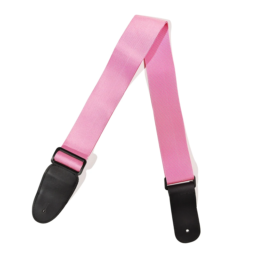 Acoustic Guitar Strap Pure Pink Color Adjustable Folk Guitar Belt Accessories