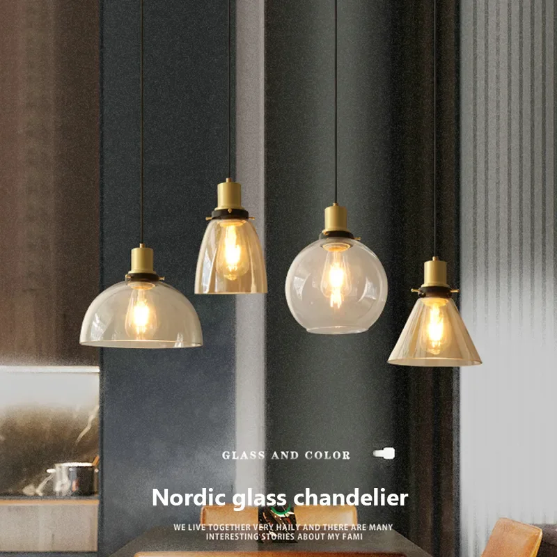 

Nordic Pendant Light Glass Lamp Retro Industrial for Dining Room Kitchen Bedside Home Decoration Hanging Light Chandeliers