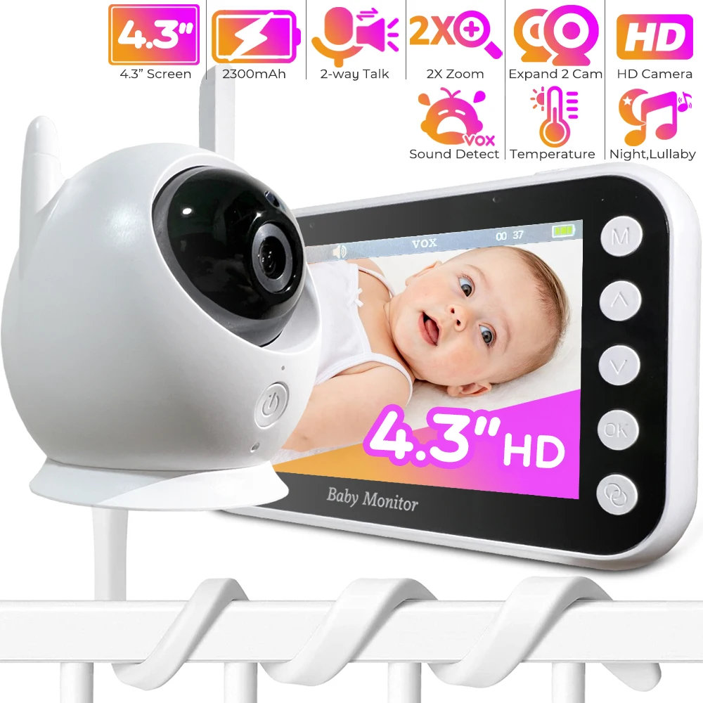 

Baby Monitor with Long Battery Life 4.3 inch Screen Video Baby Monitor with Camera and Audio 1000ft Long Rang Auto Night Vision