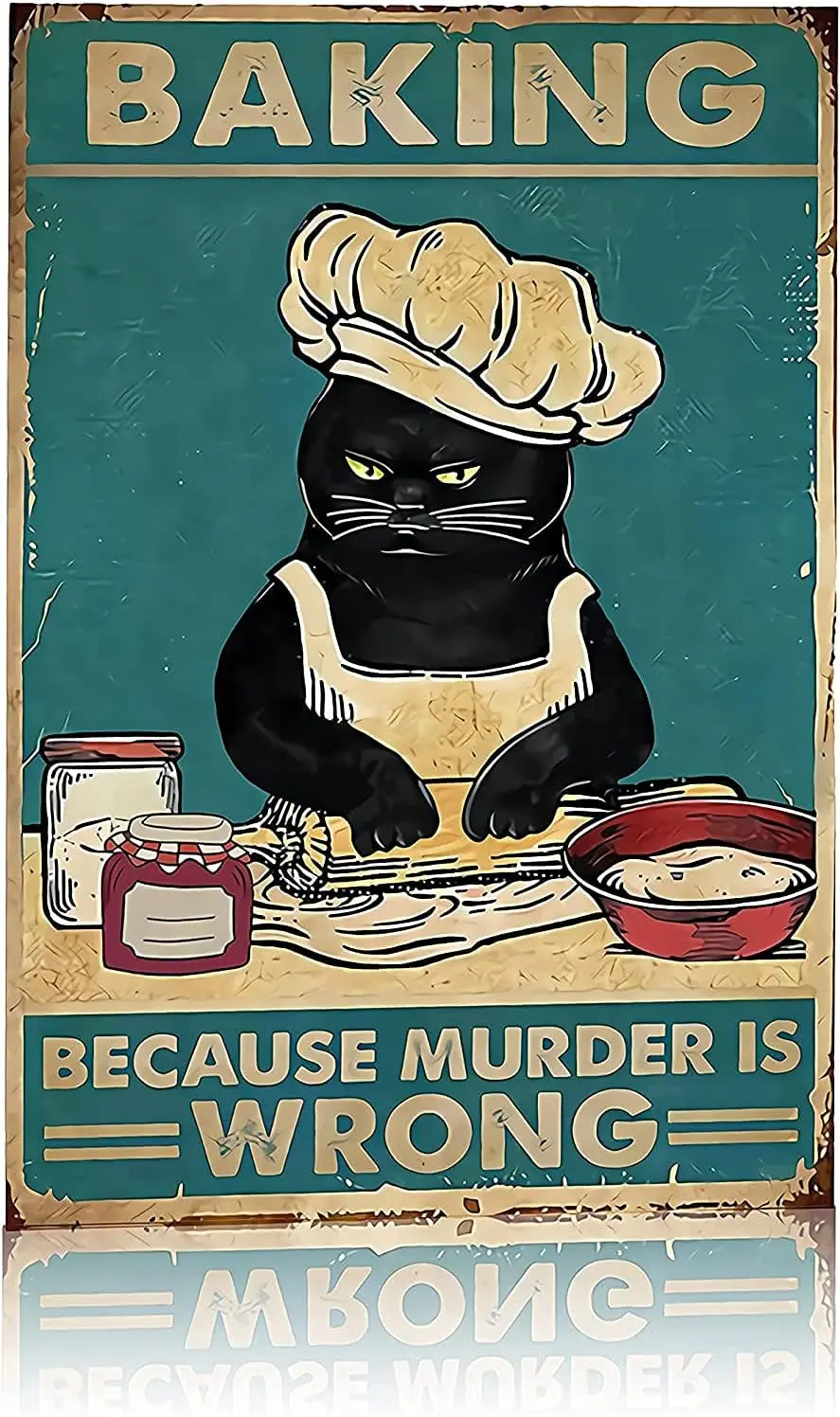 baking Wall Decor Black Cat Coffee Because Murder is Wrong Metal Tin Sign Bar Pub Man Cave Wall Decor sign