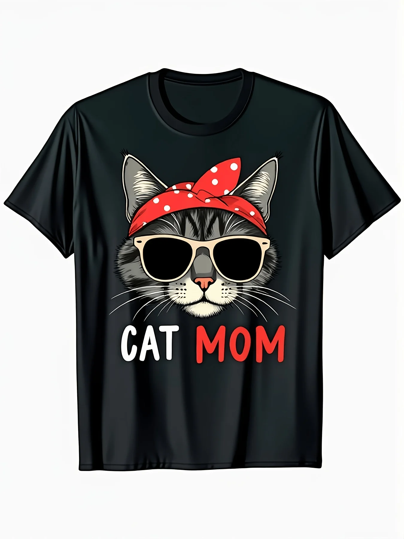 Cat Mom Unisex T Shirt - This Short Sleeve Crew Neck Tee Features a Stylish Cat Graphic - It'S Machine Washable And Constructed from Durable Material