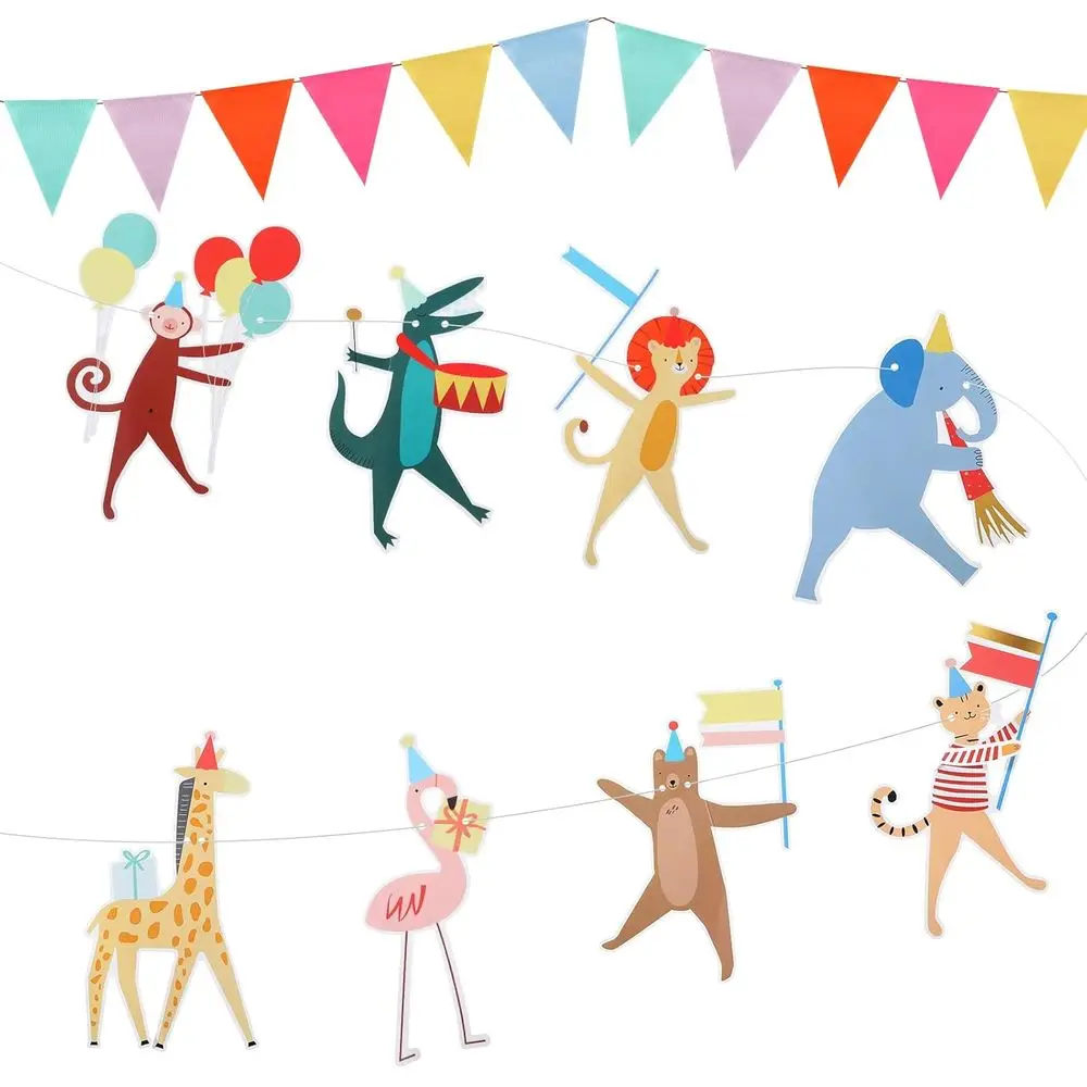 

Баннер для вечеринки в парад животных с 12 шт. красочным баннером с вымпелом, флагом, 10 дюймов, включая лишний шнур, повесить на день рождения животного