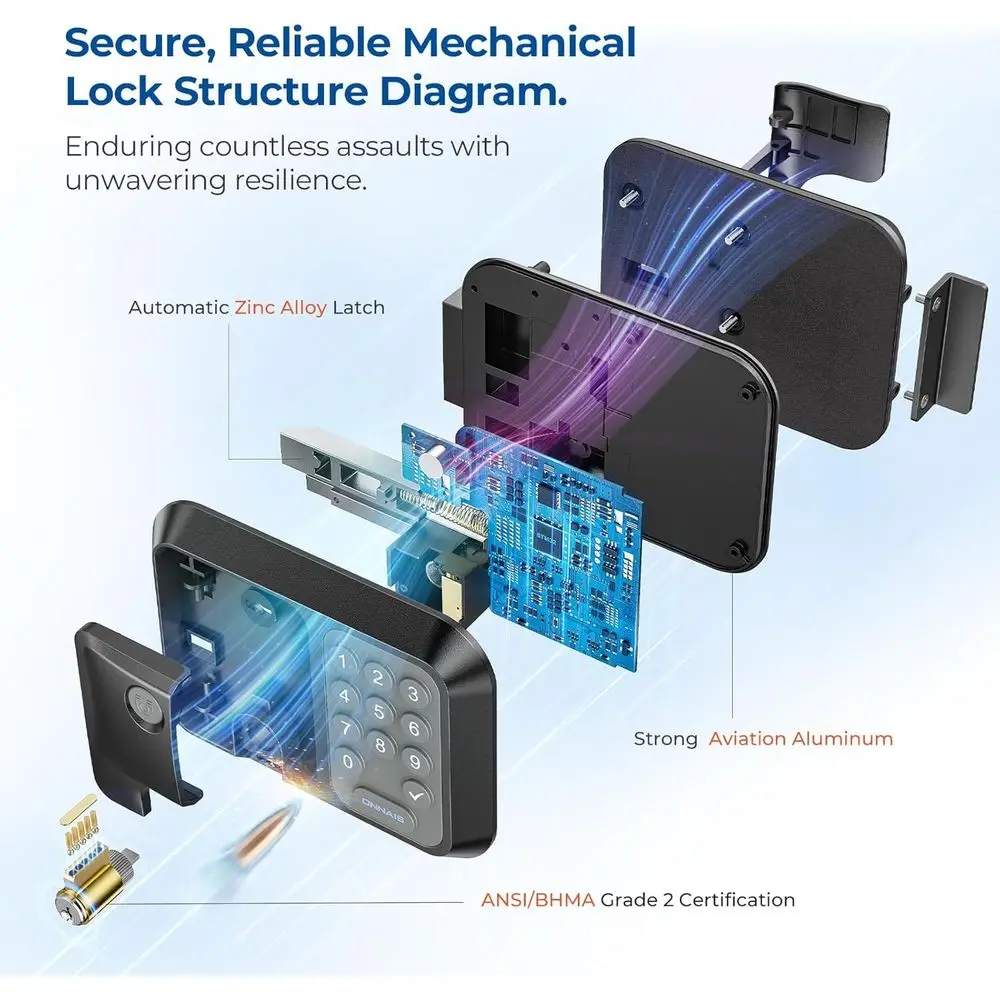 RV Door Lock Replacement – Full-Metal RV Keyless Entry Door Lock with 10 Digits Keypad, Dual-Door Remote Control and Backup Key.