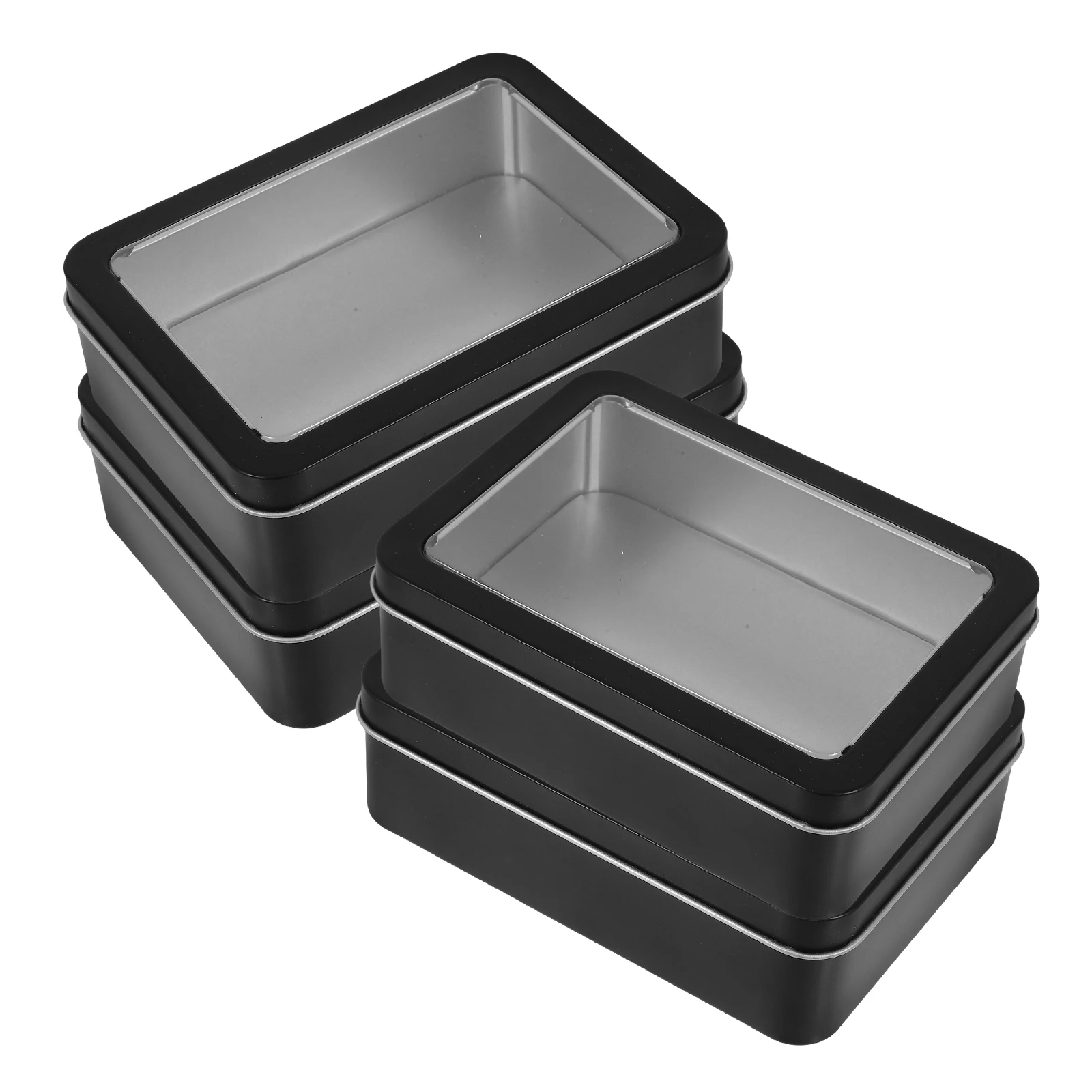 

4 Pcs Tinplate Box Small Metal Tins with Lids Rectangular Decorative Boxes Storage Jar Container