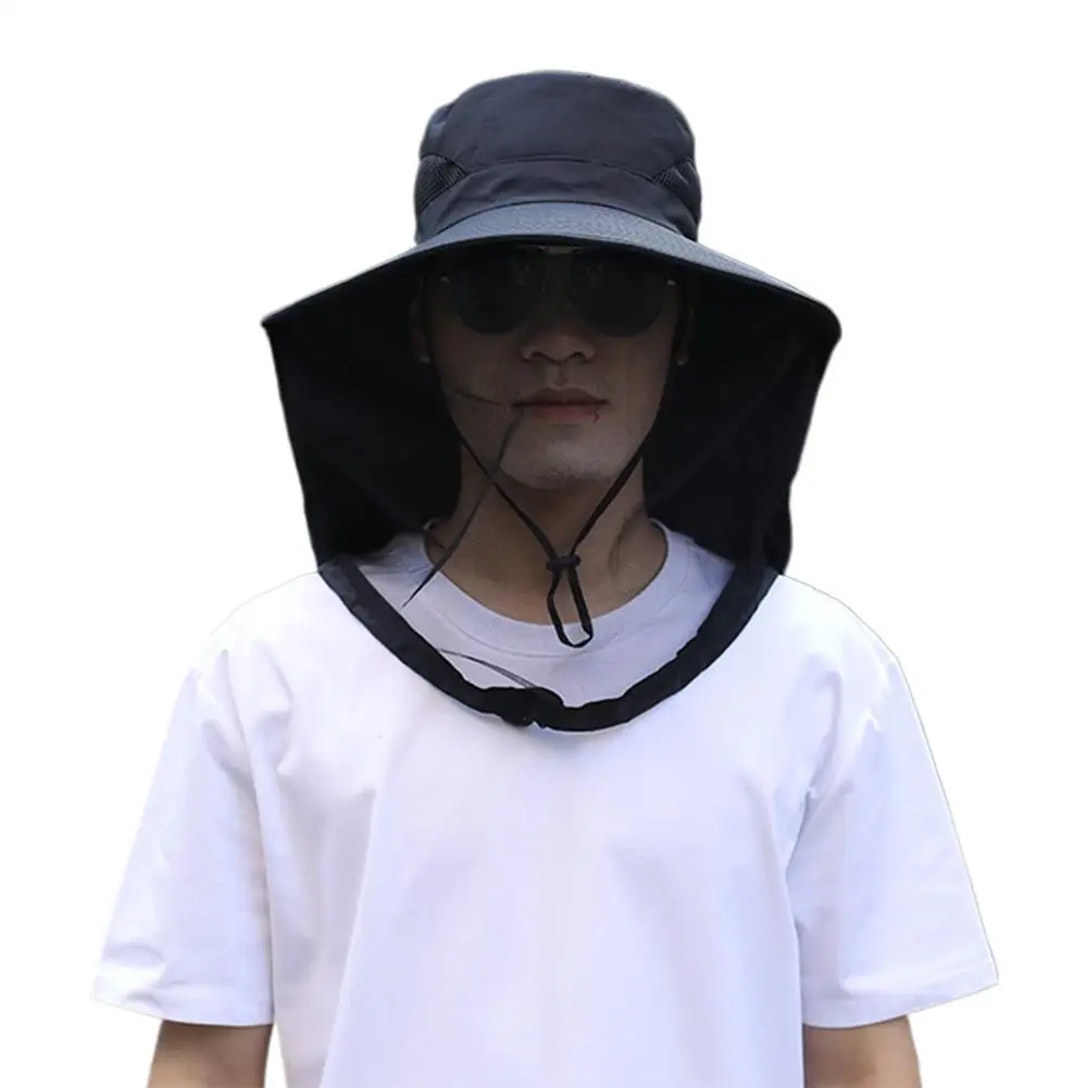 UV-Schutzhut mit Gesichtsmaske, atmungsaktiver Insektenschutz, breite Krempe, Angelhut, Outdoor-Sport, Natur, Wandern, Camping, Netzhut – Detail 13