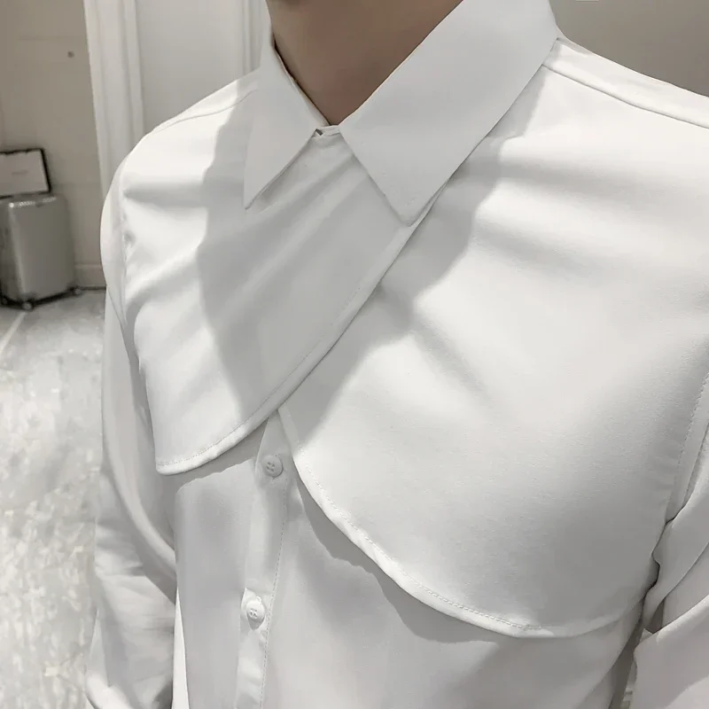 

Мужская рубашка 2022 года с индивидуальным дизайном, с длинным рукавом, приталенная, повседневная, для вечеринок, смокингов, для ведущих, певцов, официальных мероприятий, уличная одежда, топы