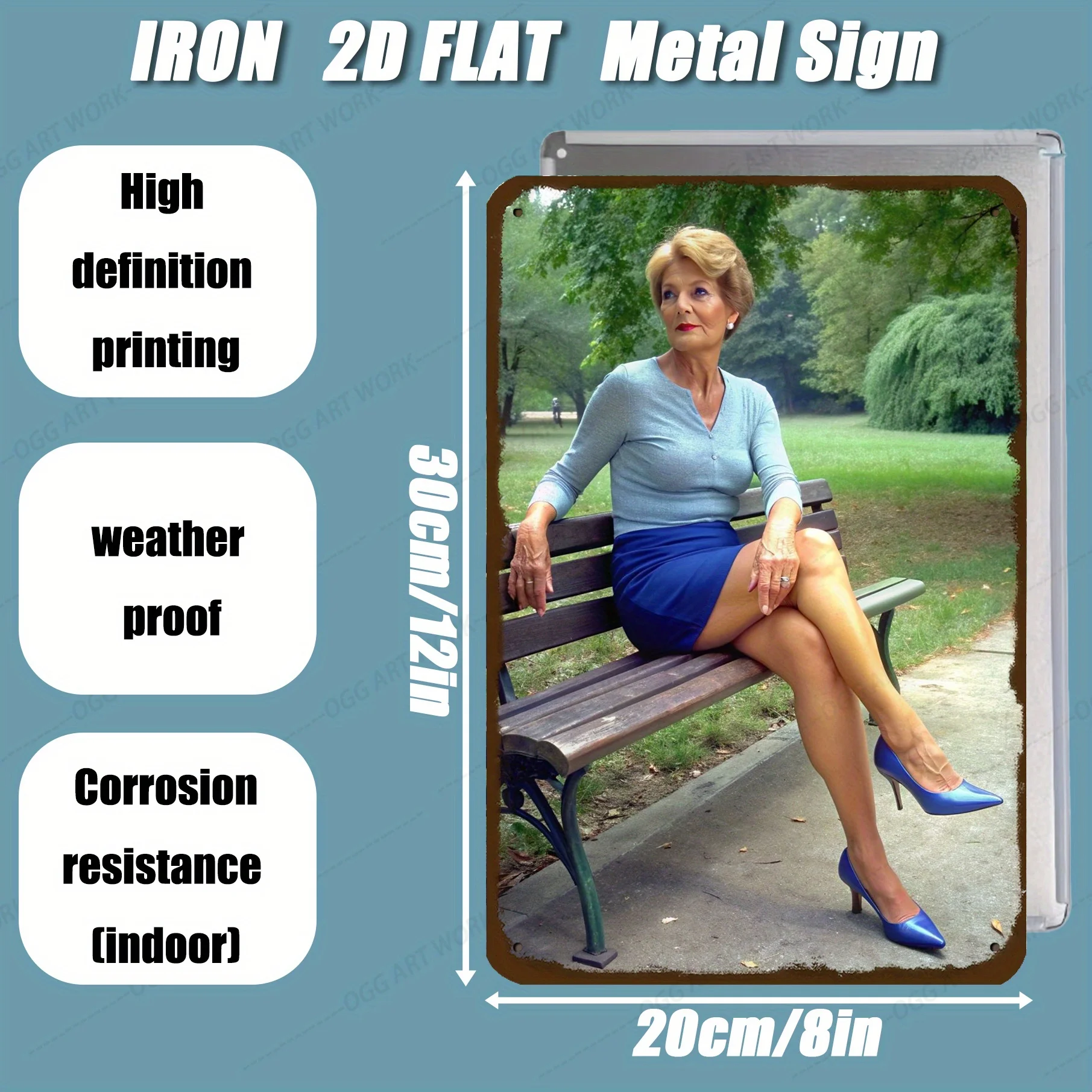 2D Flat - 1pc 2D Flat Posters, Featuring a Vintage Metal Wall Art of 