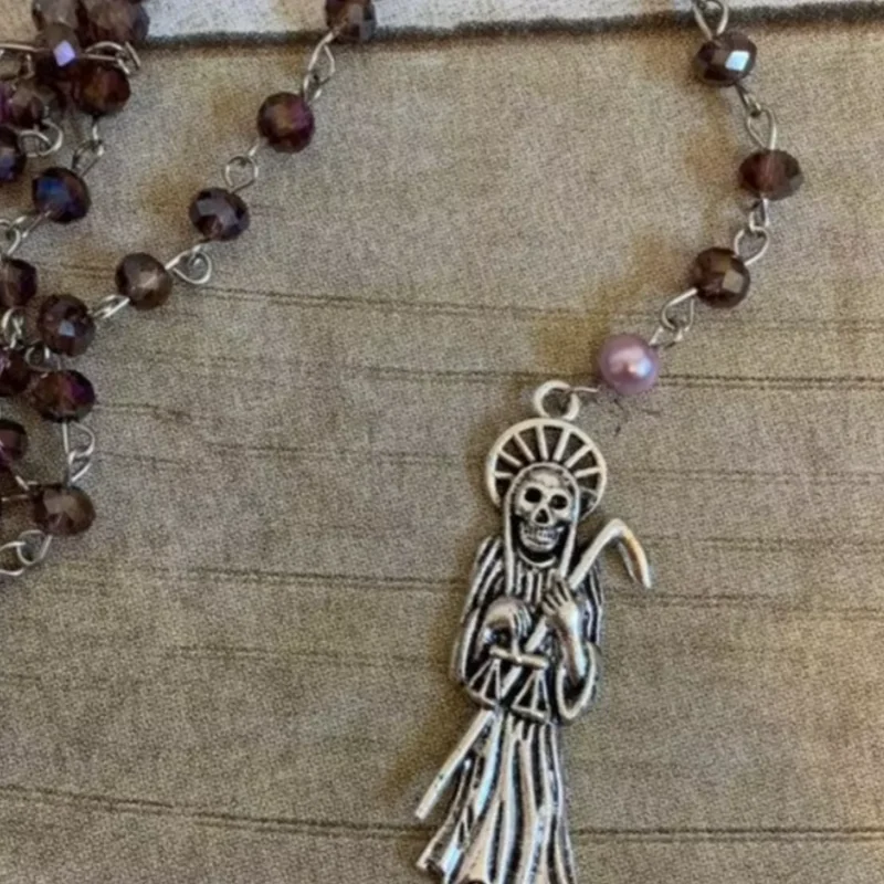 Dark purple santa muerte rosary, santisima muerte rosary, nuestra senora de la santa muerte, holy death rosary, sacred death ros