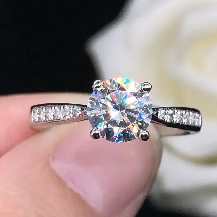 Massief 14K witgoud AU585 platina PT950 4 klauwen diamanten ring dames moissanite ring 14k goud kan in één stuk worden verzonden