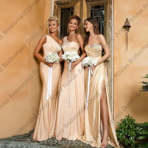 Customized Long Sexy Champagne Bridesmaid Dresses Wedding Guest Party Gowns vestido de madrinha de casamento